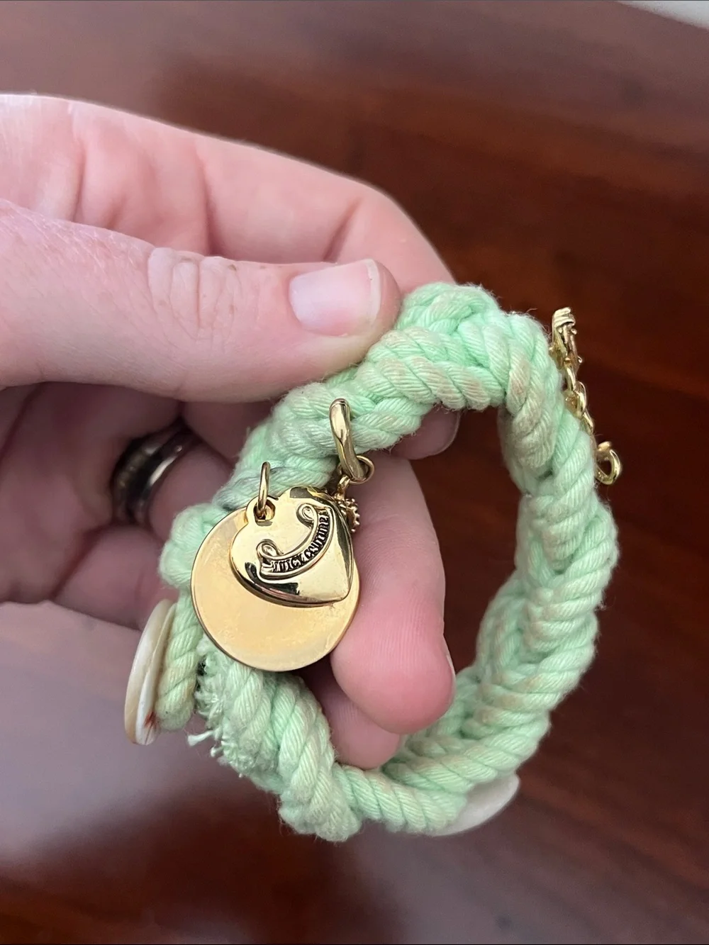 Set of Two Juicy Couture Bracelets - Pink Ribbon Chain & Mint Braided